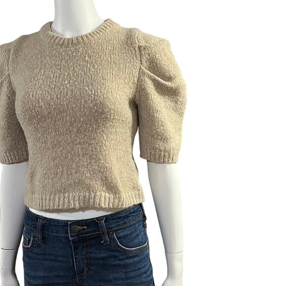 Jacquie the Label Womens  Anastacia Short Puff Sleeve Cropped Sweater Size Small - Picture 5 of 11